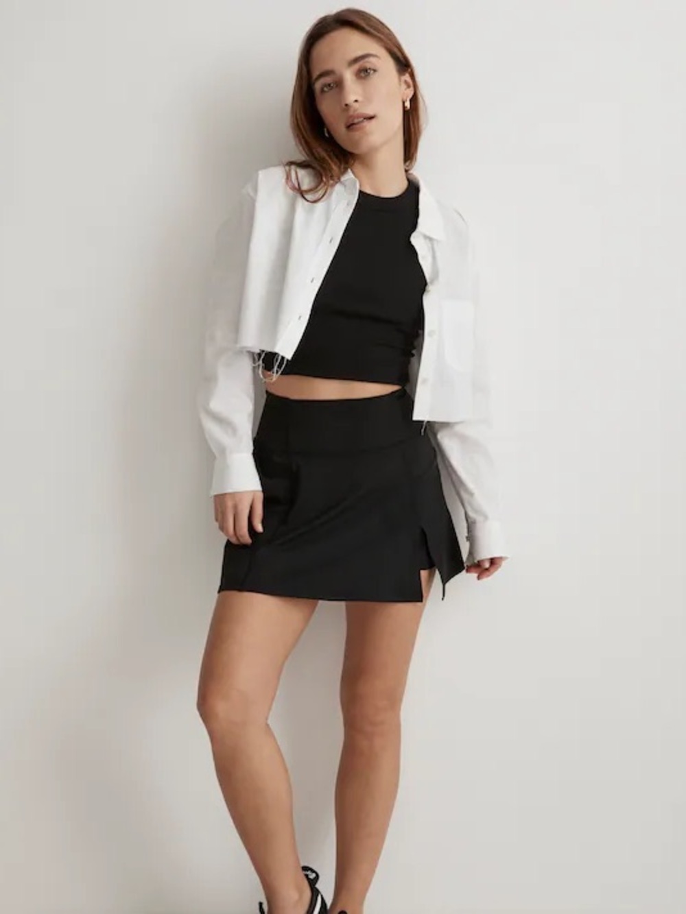 Madewell flex side slit skirt XS black mini exercise skort new with tags